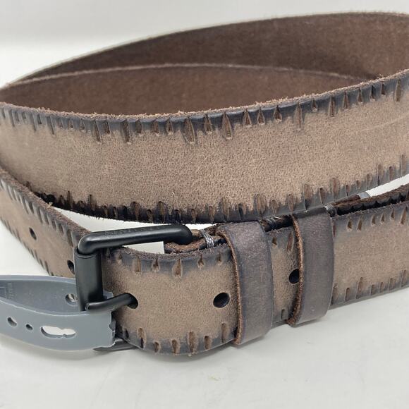 Allsaints Taupe Brown Embossed Anthracite Leather Belt Size 40 AS400028 C - Picture 2 of 13